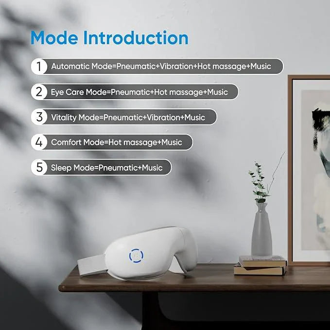 Heated Eye Massager - 5 Modes for Eye Strain Relief, Dark Circles & Better Sleep